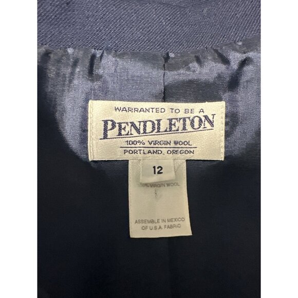 Pendleton Single Button Virgin Wool Blue Blazer Size 12 - Picture 5 of 8